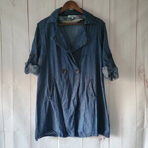 Charlotte Russe Denim-Like 100% Cotton Button Front Shirt Dress, Women’s S Dress